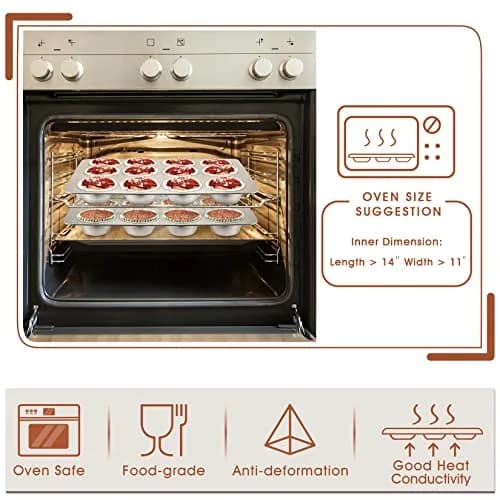 P&P CHEF 12-Cup Stainless Steel Muffin Pan Tin, 2-Pack | Heavy Duty & Oven Safe Bakeware thumbnail 4