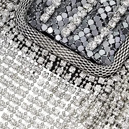 SXMFFHCG Beaded Crystal Shoulder Patches Motifs Fringe Tassel Epaulets Shoulder Brooches 2 Pieces (Silver B) thumbnail 3