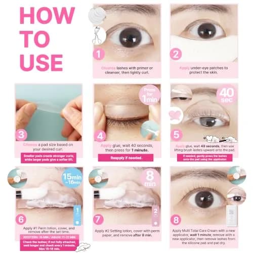 CLIONE PRIME Korean Lash Lift Kit - Natural Look, 5ml Glue & 5 Sachets Perm/Set/Nourish | Reusable Lashes for All Skin Types thumbnail 8