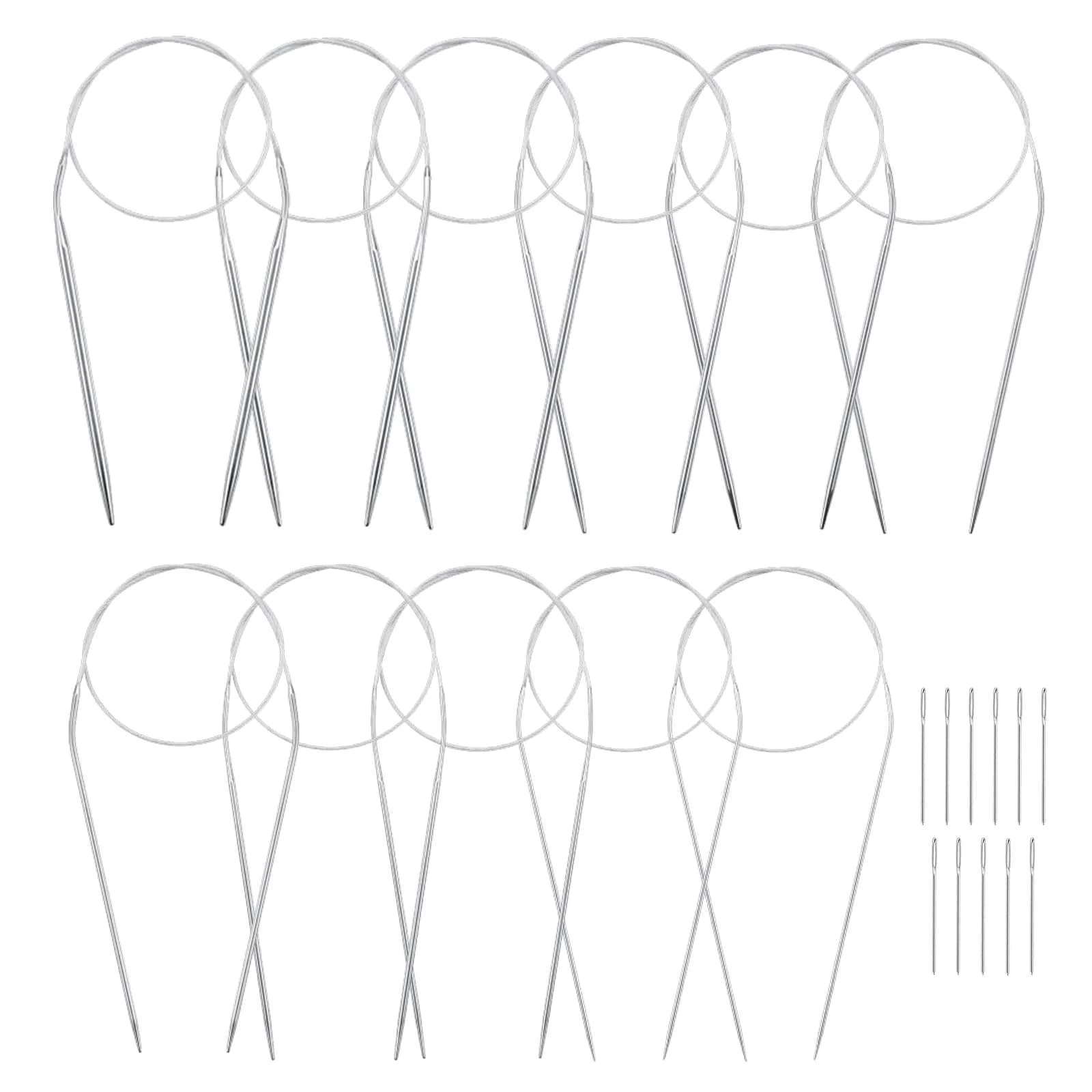Coowayze Circular Knitting Needles Set 24 Inch (1.5mm - 5mm) | 11 Pairs Stainless Steel Magic Loop Needles - main product image