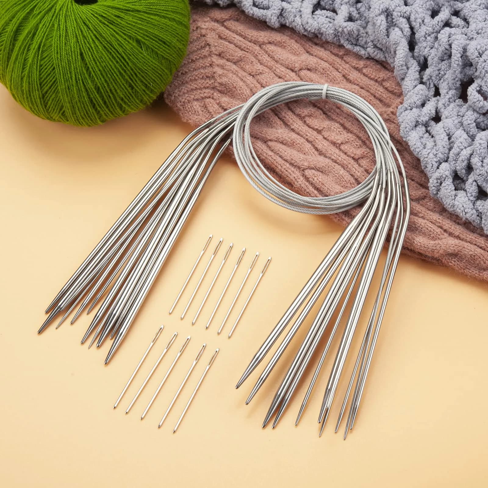 Coowayze Circular Knitting Needles Set 24 Inch (1.5mm - 5mm) | 11 Pairs Stainless Steel Magic Loop Needles - view 4