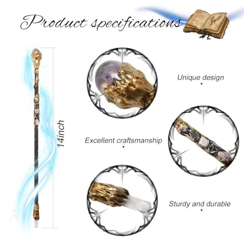 Rich Boxer Magic Wand for Witches & Wizards | Handcrafted Crystal Decor 12.5 inches thumbnail 2