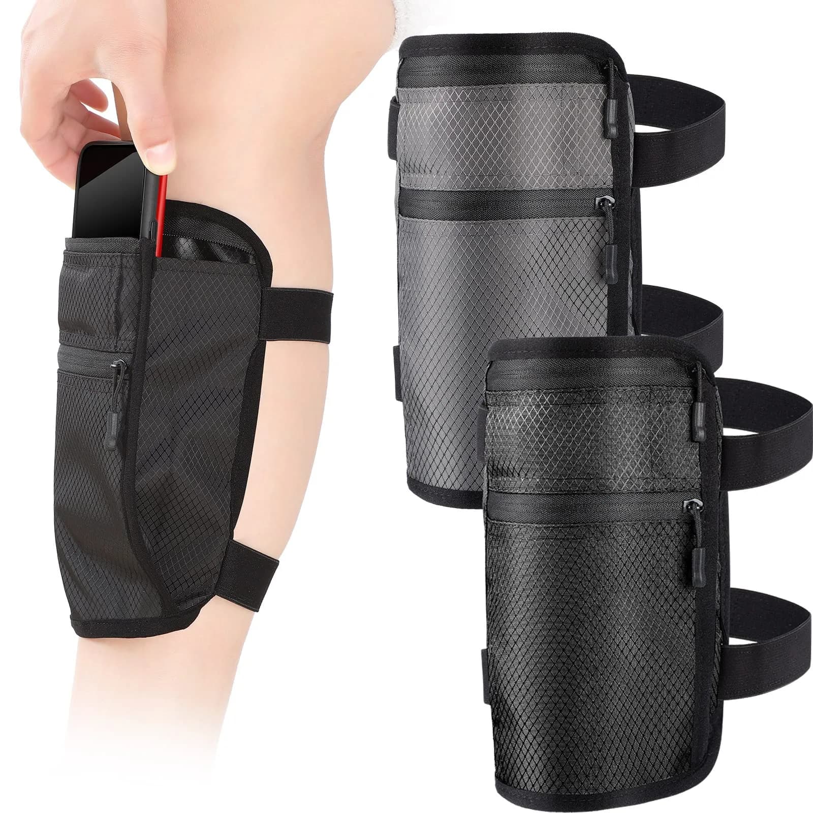 Xuniea Black Leg Phone Holder Pouch 28 cm (11 inches) | Secure Fit for Active Lifestyles — Black, Gray