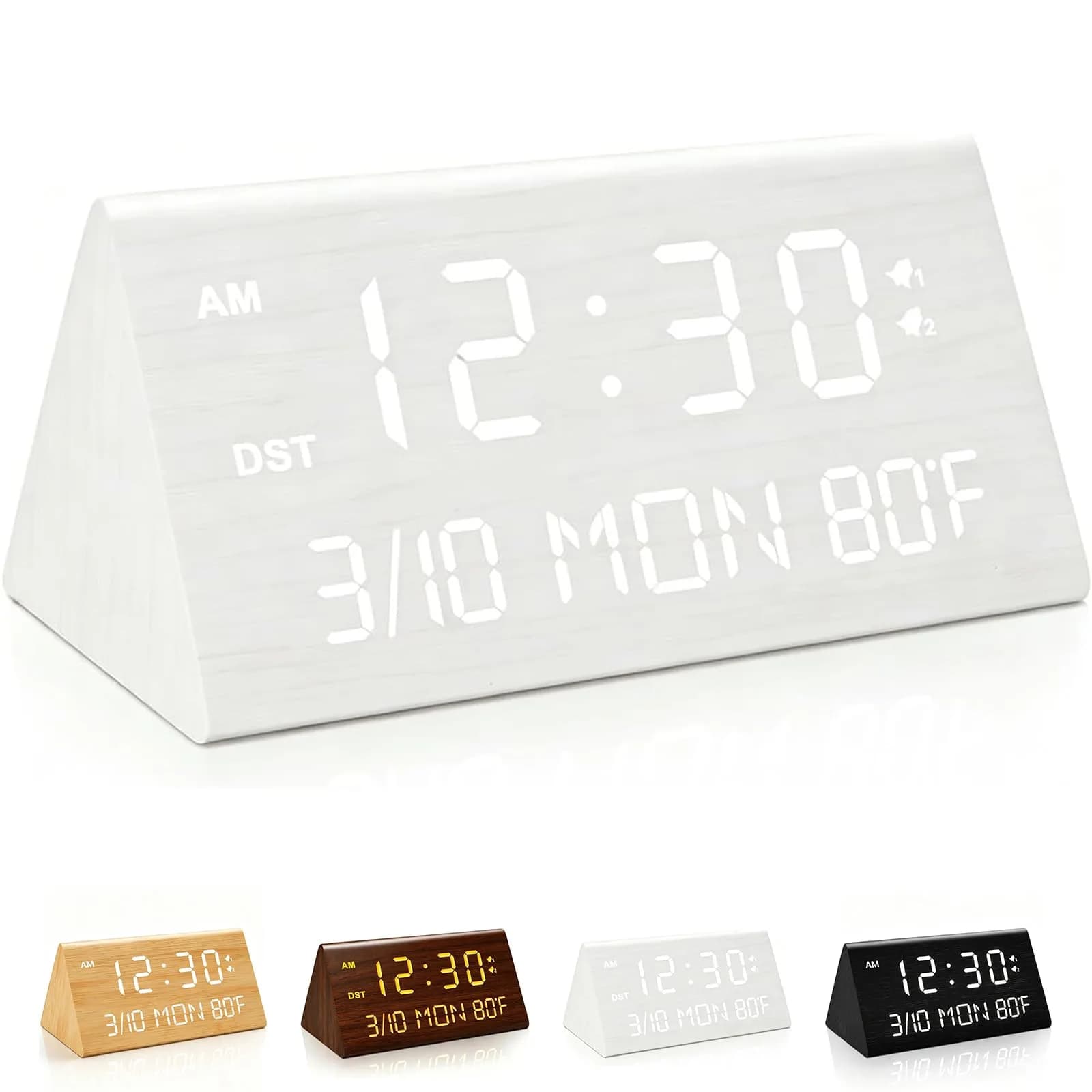 Kogonee Premium Wooden Digital Alarm Clock with Dual USB Charging Ports, Dimmable LED Display, 6-inch (15.24 cm) | Modern Decor for Bedrooms & Desks - main product image