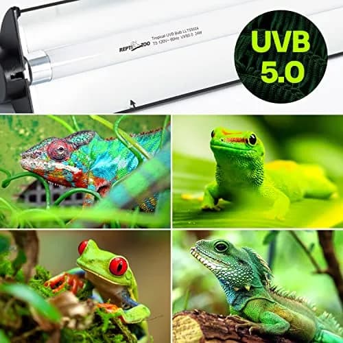 REPTI ZOO 24W Reptile T5 HO UVB Lighting Combo Kit, 22" Light Fixture with Curved Reflector & 5.0 UVB T5 Bulb thumbnail 2