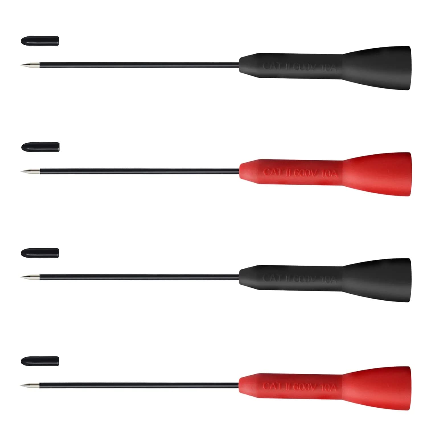 Lorwatin 4 Pack 2mm Extended Needle Test Probes, CAT II 600V/10A | Non-Destructive Multimeter Test Probes for Fluke Leads - main product image