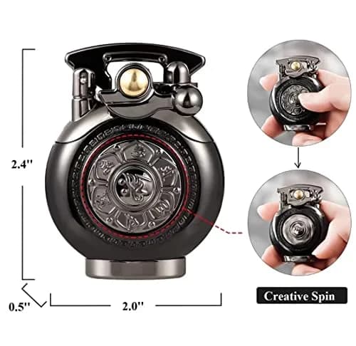 YANCONG Vintage Antique Reusable Windproof Trench Lighter | Unique Mechanical Design for Men & Dad (B-Blue) thumbnail 4