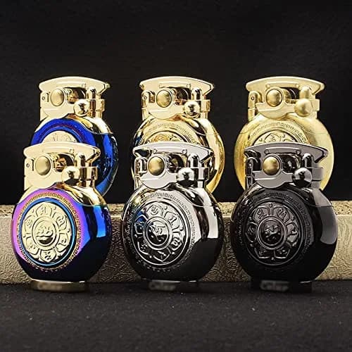 YANCONG Vintage Antique Reusable Windproof Trench Lighter | Unique Mechanical Design for Men & Dad (B-Blue) thumbnail 8