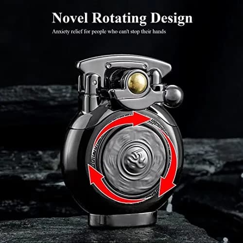 YANCONG Vintage Antique Reusable Windproof Trench Lighter | Unique Mechanical Design for Men & Dad (B-Blue) thumbnail 2