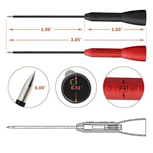 Lorwatin 2 Pack 2mm Extended Needle Test Probes, 600V/10A | CAT II Rated thumbnail 2