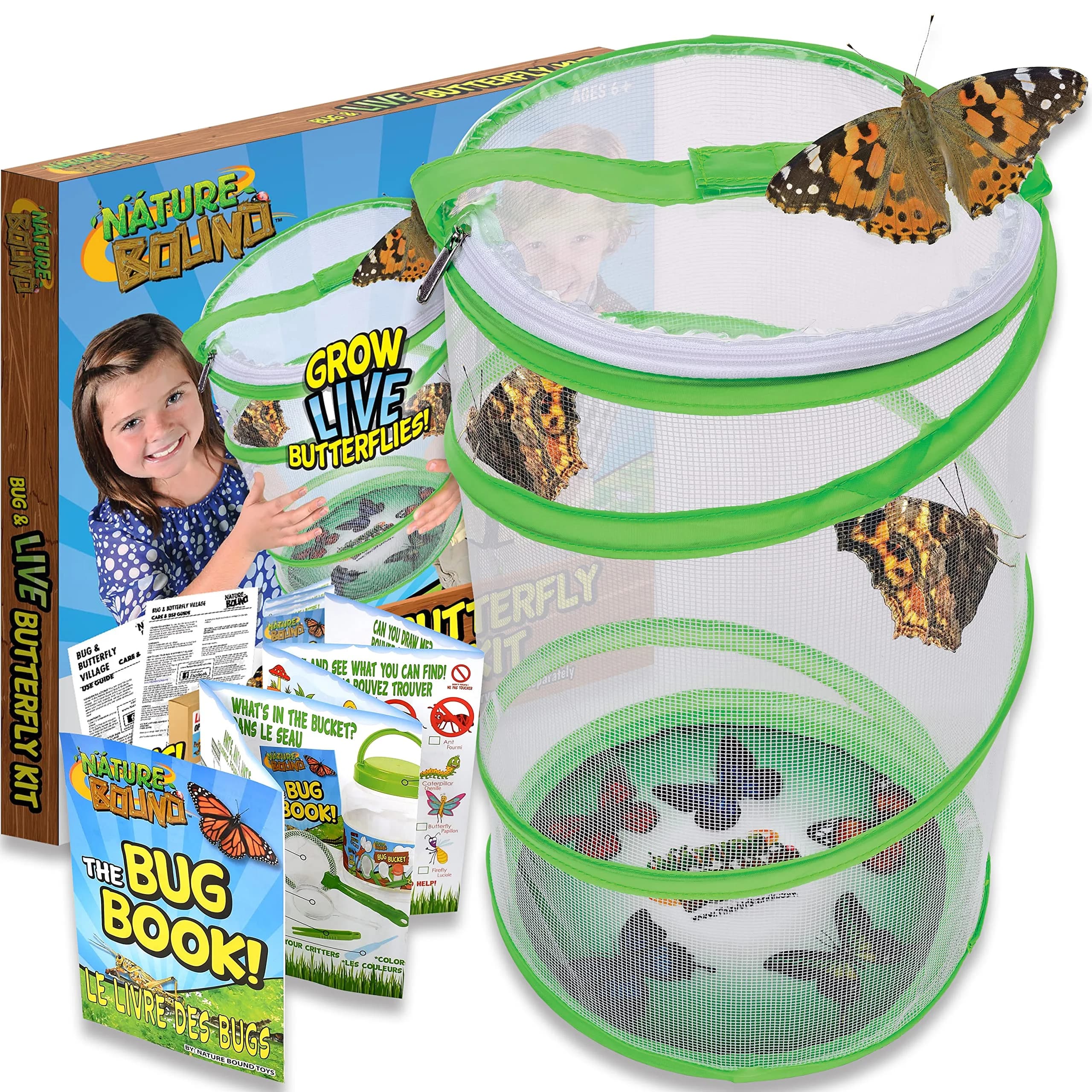 Nature Bound Butterfly Growing Kit 13 inch Tall Pop-Up Enclosure | STEM Learning Guide