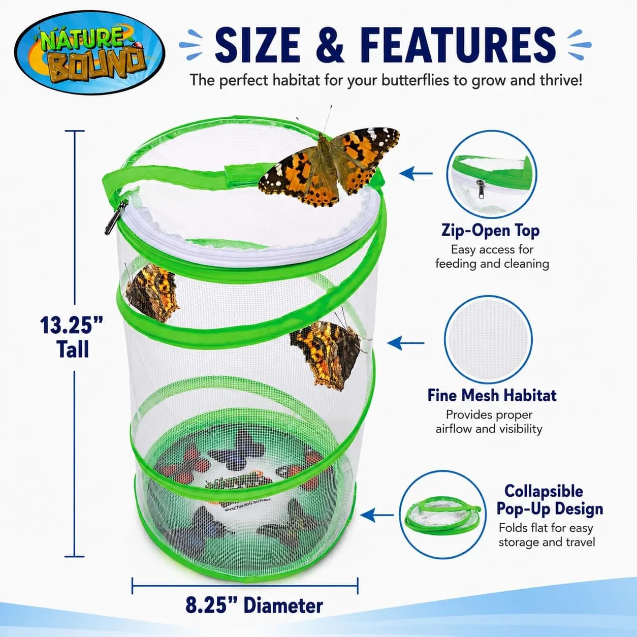 Nature Bound Butterfly Growing Kit 13 inch Tall Pop-Up Enclosure | STEM Learning Guide - view 5
