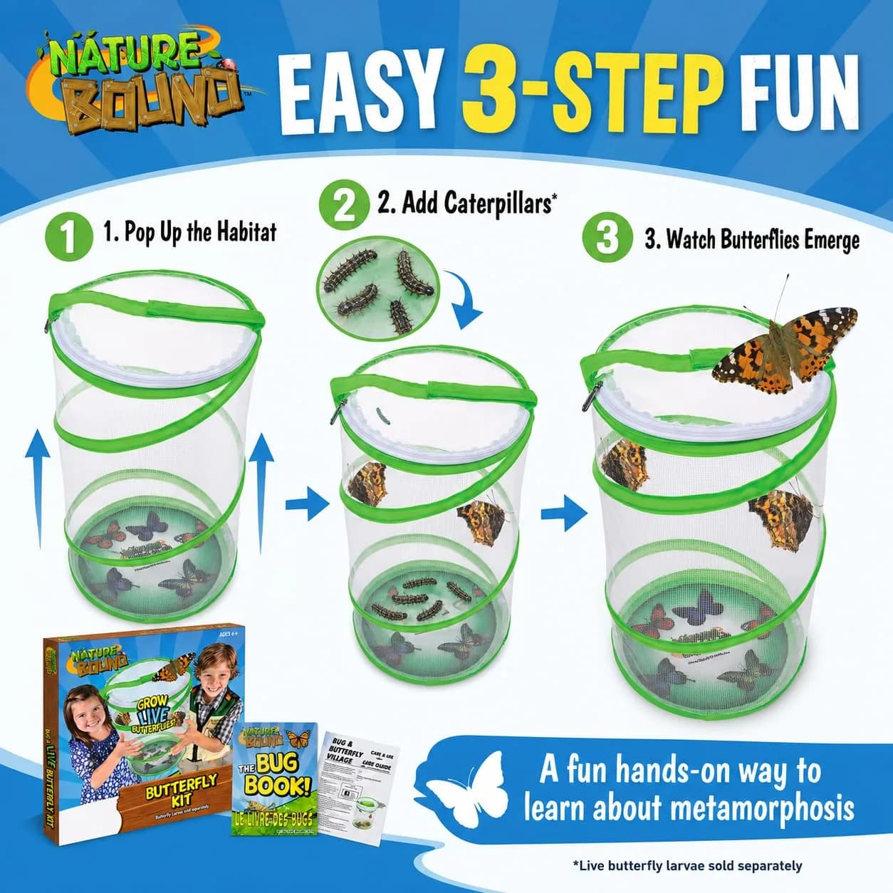Nature Bound Butterfly Growing Kit 13 inch Tall Pop-Up Enclosure | STEM Learning Guide - view 2