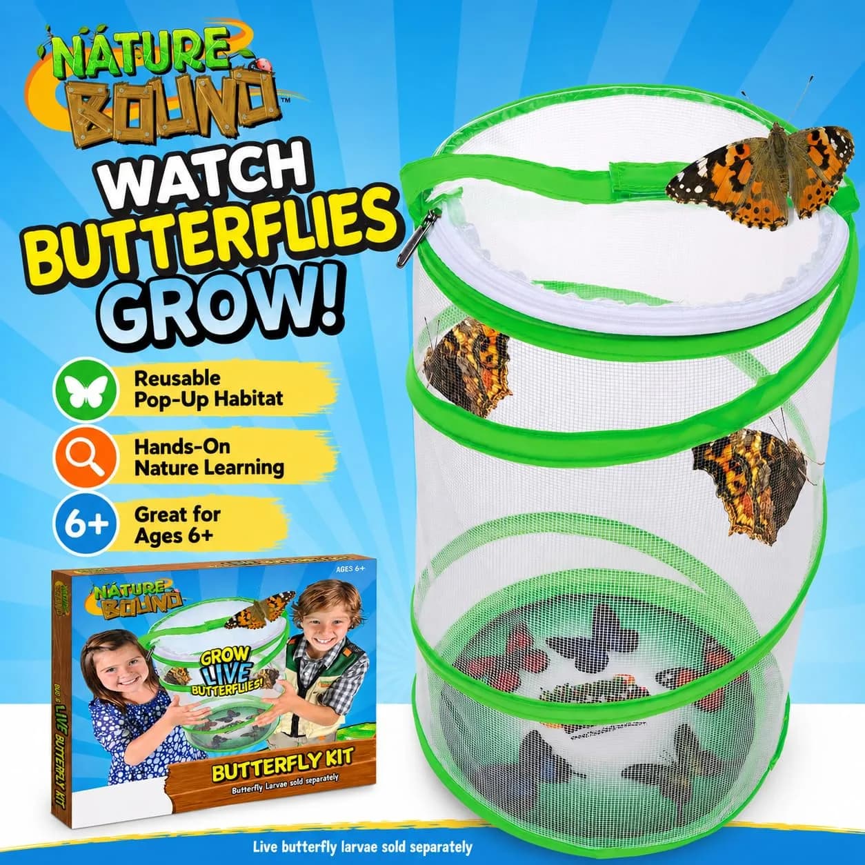Nature Bound Butterfly Growing Kit 13 inch Tall Pop-Up Enclosure | STEM Learning Guide - view 3
