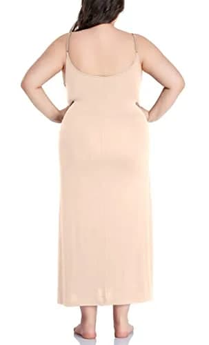 Papicutew Women's Full Slip for Under Dresses Plus Size Long Nightgown Cami Dress 22 Plus Nude | Soft, Stretchy, Full Coverage Nightwear thumbnail 2