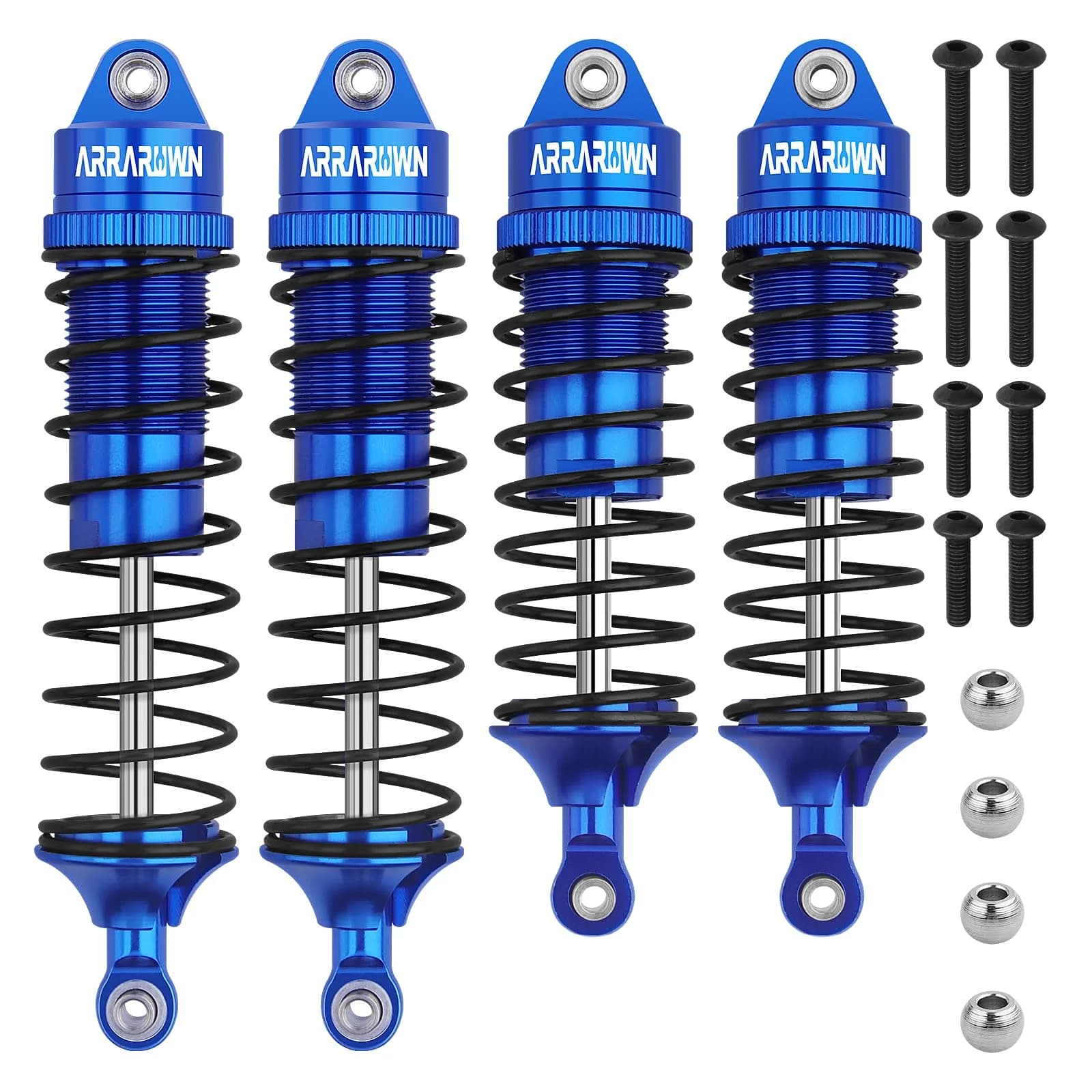 ARRAROWN Blue 4pcs RC Car Shock Absorber Set 100mm/115mm | CNC Machined Metal Upgrade — Blue