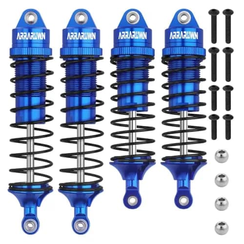 ARRAROWN Blue 4pcs RC Car Shock Absorber Set 100mm/115mm | CNC Machined Metal Upgrade thumbnail 1