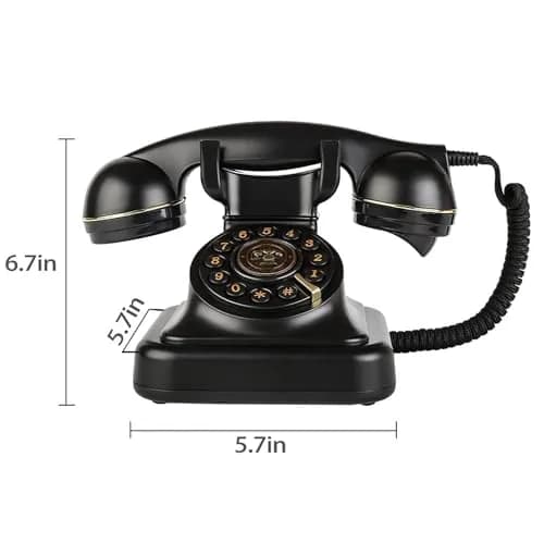 Sangyn Retro Corded Landline Telephone with Fabric Cord | Push-Button Dial, Black Metallic thumbnail 6