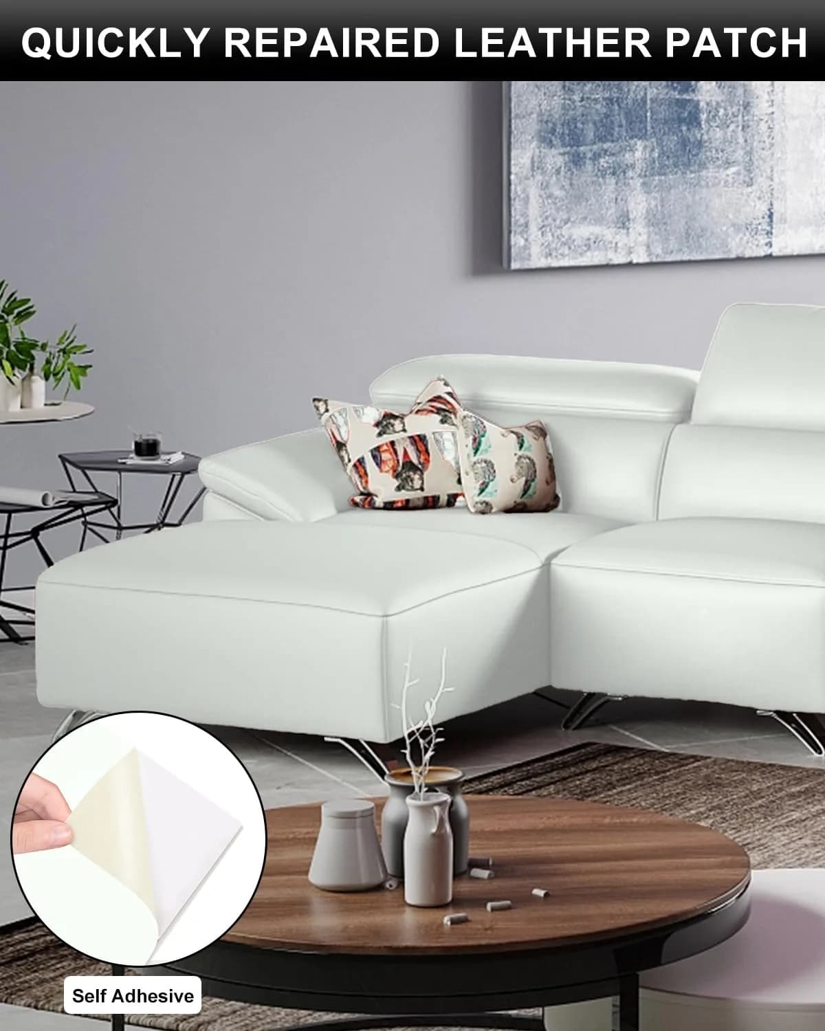 Numola White Leather Repair Patch 8x11 Inch - Waterproof Self-Adhesive Fabric Tape - view 3
