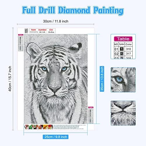 NAIMOER Tiger Diamond Art Kits for Adults, 5D Full Drill Animals Diamond Painting 30x40cm | Realistic Tiger Art for Home Wall Decoration thumbnail 2