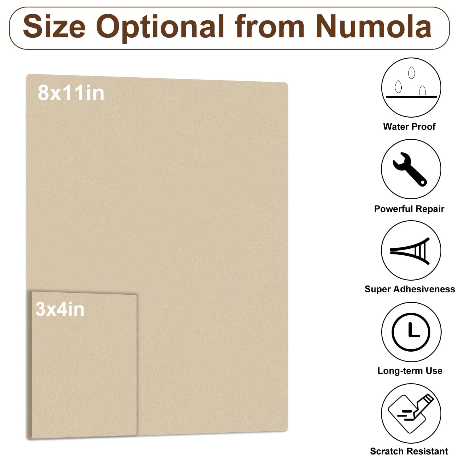 Numola Waterproof Self-Adhesive Leather Repair Patch - Antique White, 8x11 Inch - view 2