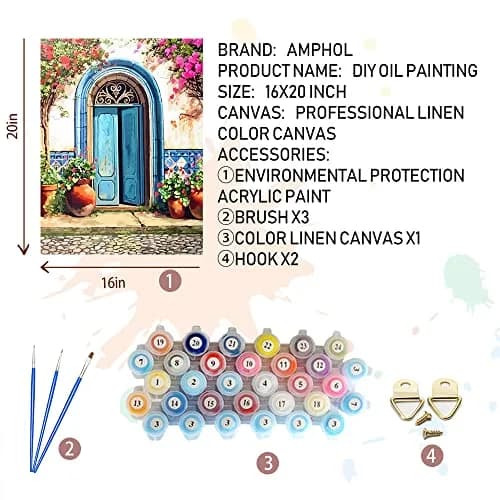 Amphol Paint by Numbers Kit 16"x20" | Easy DIY Canvas Art for Beginners & Kids thumbnail 7