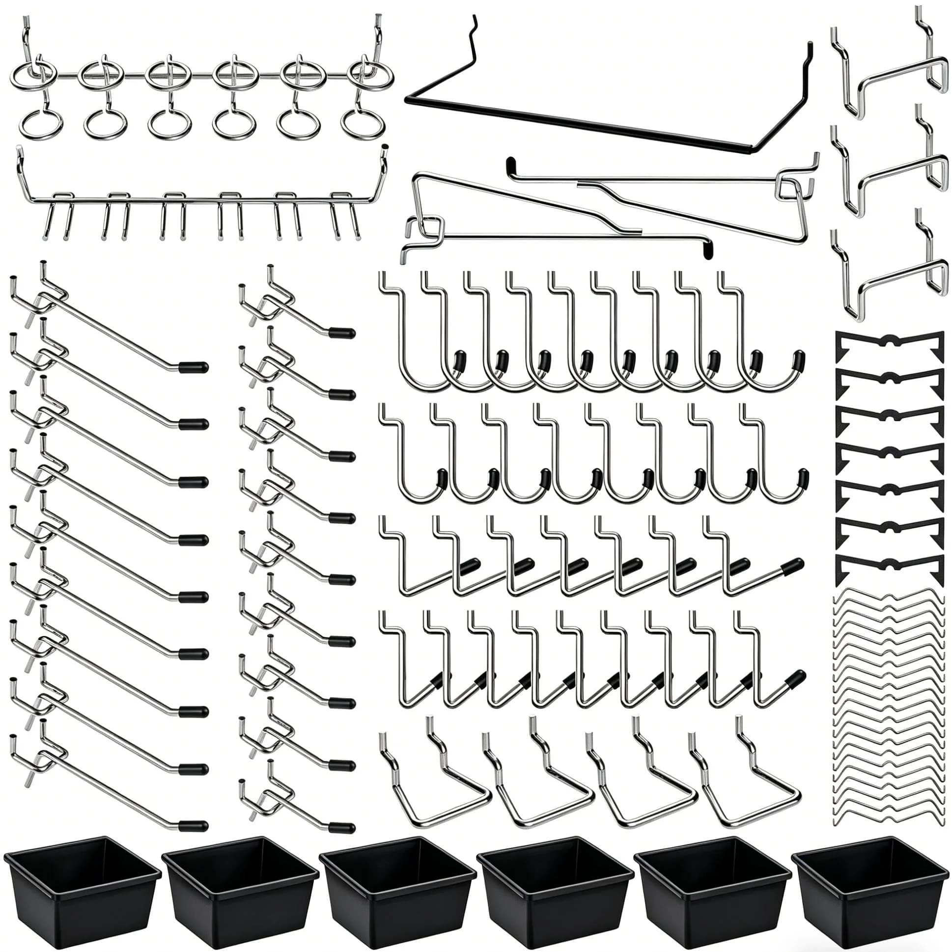 FRIMOONY 165-Piece Pegboard Hooks Assortment with Bins & Locks | Organize Tools on 1/8" & 1/4" Pegboards - main product image