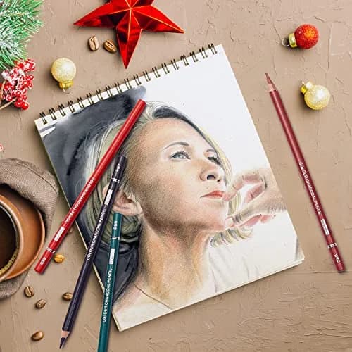 PANDAFLY Professional Colored Charcoal Pencils Drawing Set, 24 Colors | Non-Toxic, Skin Tone Shades thumbnail 4
