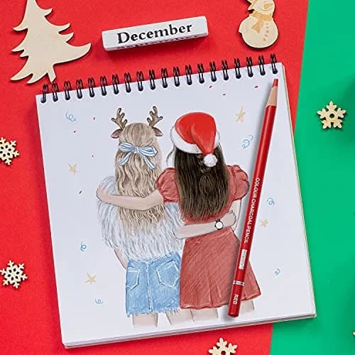 PANDAFLY Professional Colored Charcoal Pencils Drawing Set, 24 Colors | Non-Toxic, Skin Tone Shades thumbnail 9
