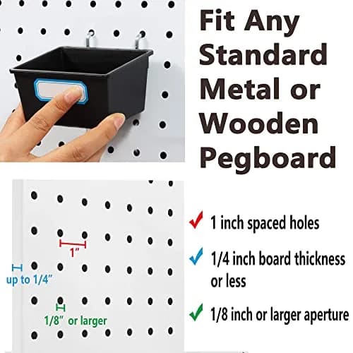 FRIMOONY Pegboard Hooks Assortment with Bins & Locks, 107 PCS | Organize Tools & Supplies thumbnail 6