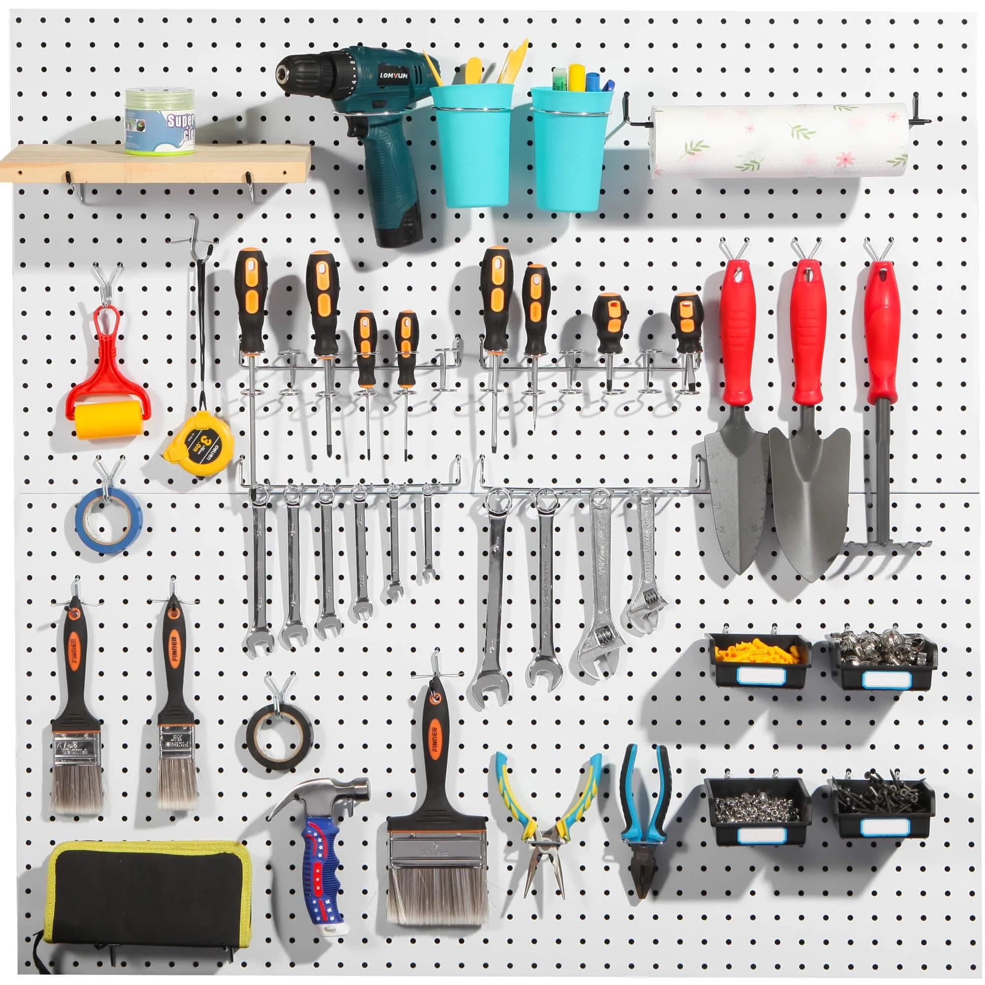 FRIMOONY Pegboard Hooks Assortment with Bins & Locks, 107 PCS | Organize Tools & Supplies - view 7