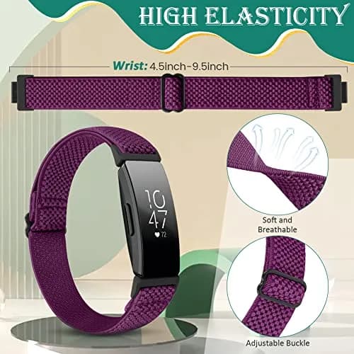 Huamanlou Adjustable Elastic Nylon Sport Bands Compatible with Fitbit Inspire 3/Inspire 2/Inspire/Inspire HR/Ace 2/Ace 3 | Breathable, Lightweight, Unisex thumbnail 2