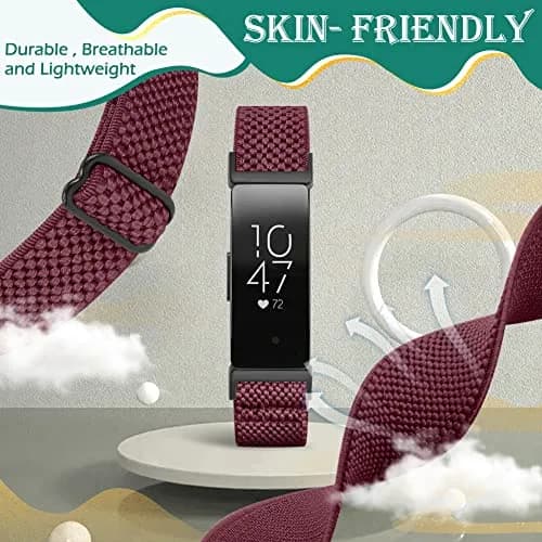 Huamanlou Adjustable Elastic Nylon Sport Bands Compatible with Fitbit Inspire 3/Inspire 2/Inspire/Inspire HR/Ace 2/Ace 3 | Breathable, Lightweight, Unisex thumbnail 4
