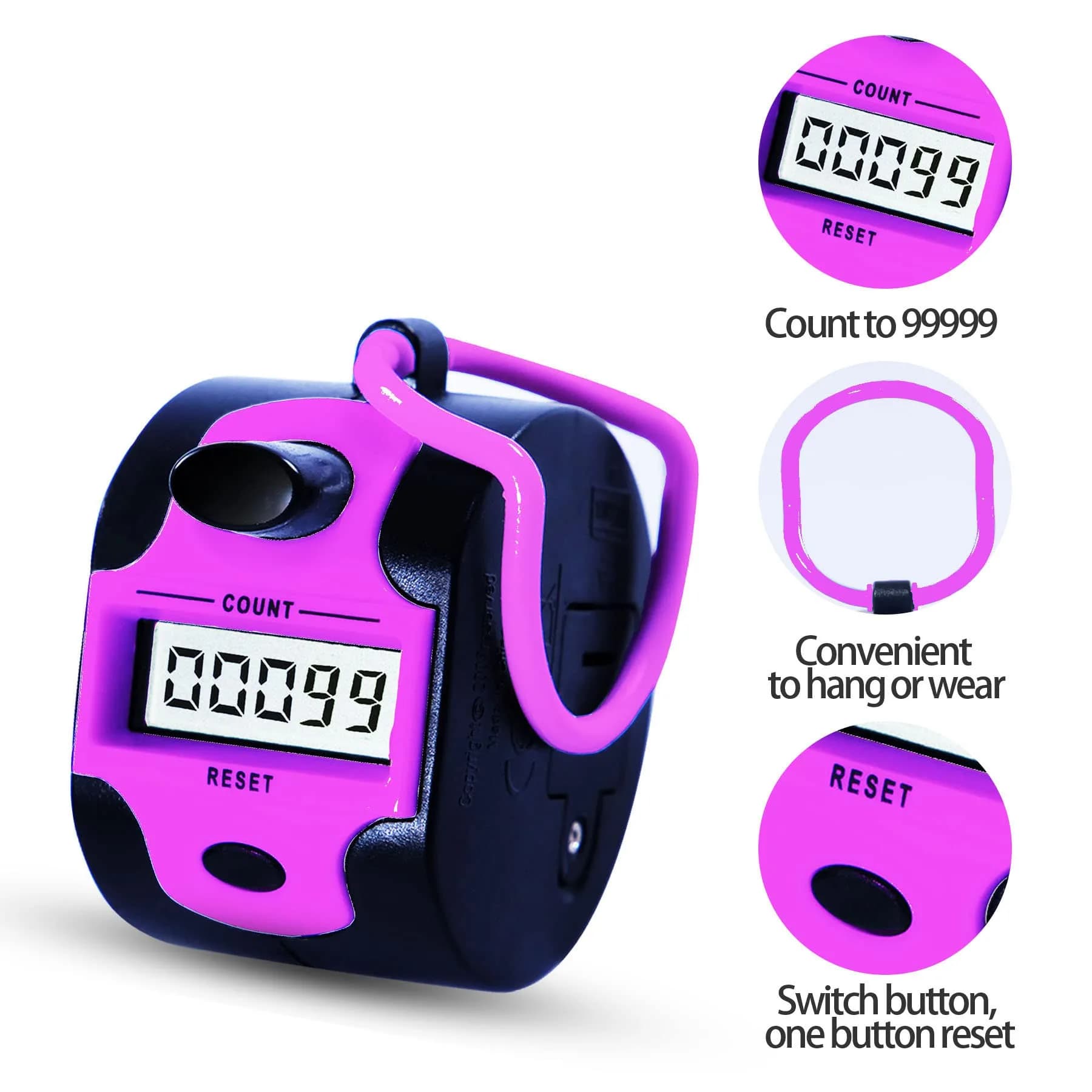 TESEAS Electronic Lap Counter Clicker with LCD Display | 5-Digit Counter - view 2