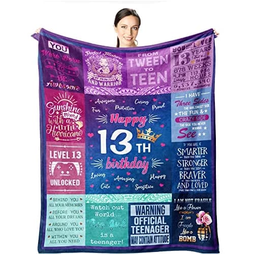 Wisegem 13th Birthday Blanket for Girls 60" x 50" | Soft, Warm & Fade Resistant thumbnail 1