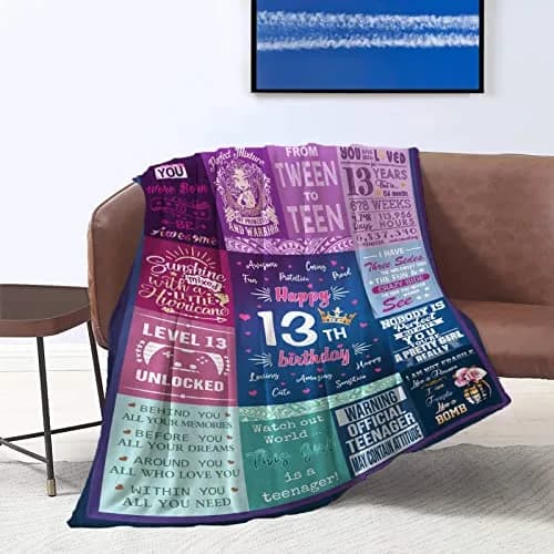 Wisegem 13th Birthday Blanket for Girls 60" x 50" | Soft, Warm & Fade Resistant thumbnail 8