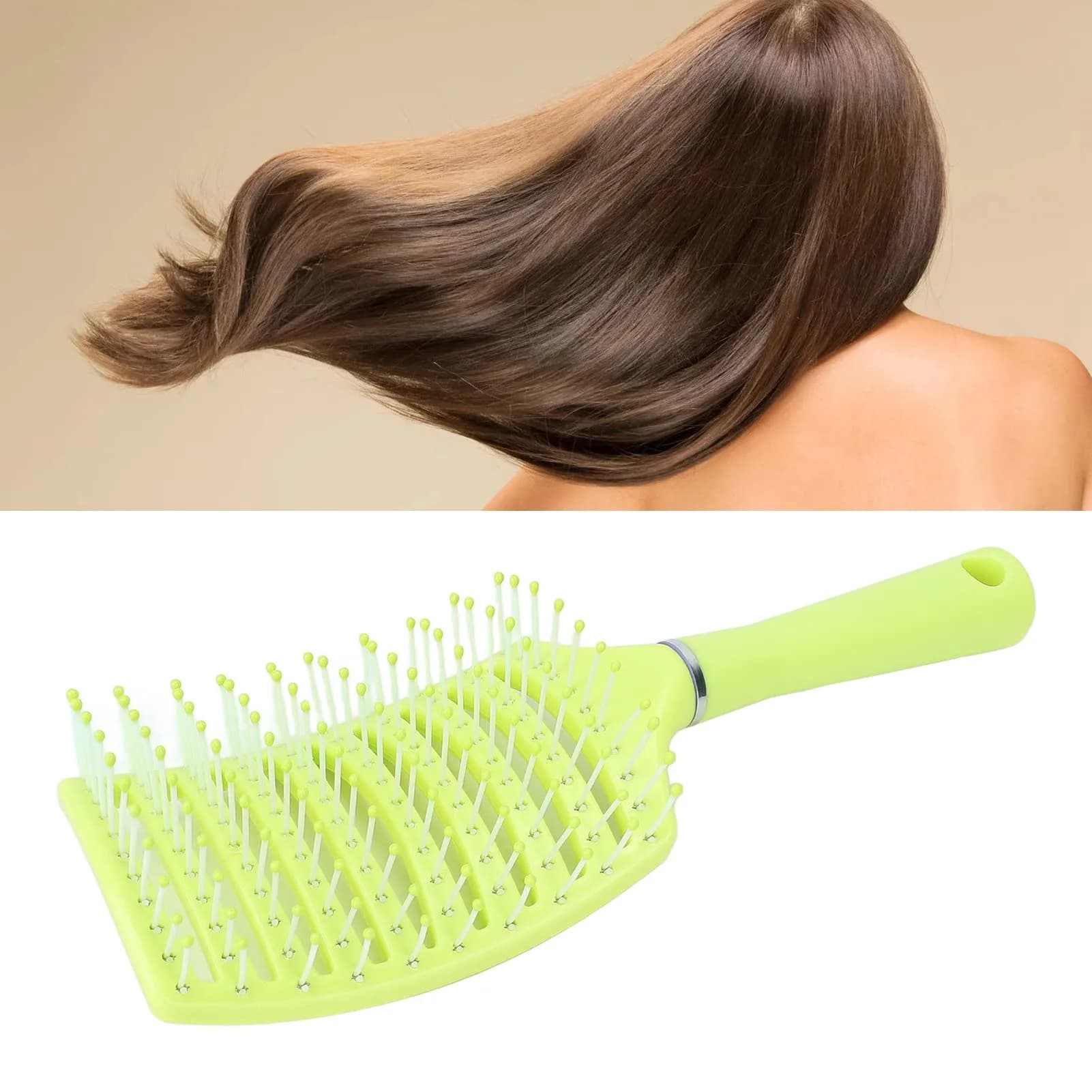 Yinhing Vented Paddle Hair Brush - Green | Detangling & Styling for Thick Straight Hair - main product image
