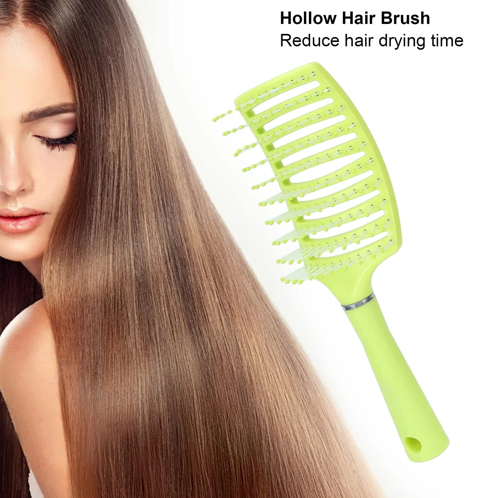 Yinhing Vented Paddle Hair Brush - Green | Detangling & Styling for Thick Straight Hair - view 5