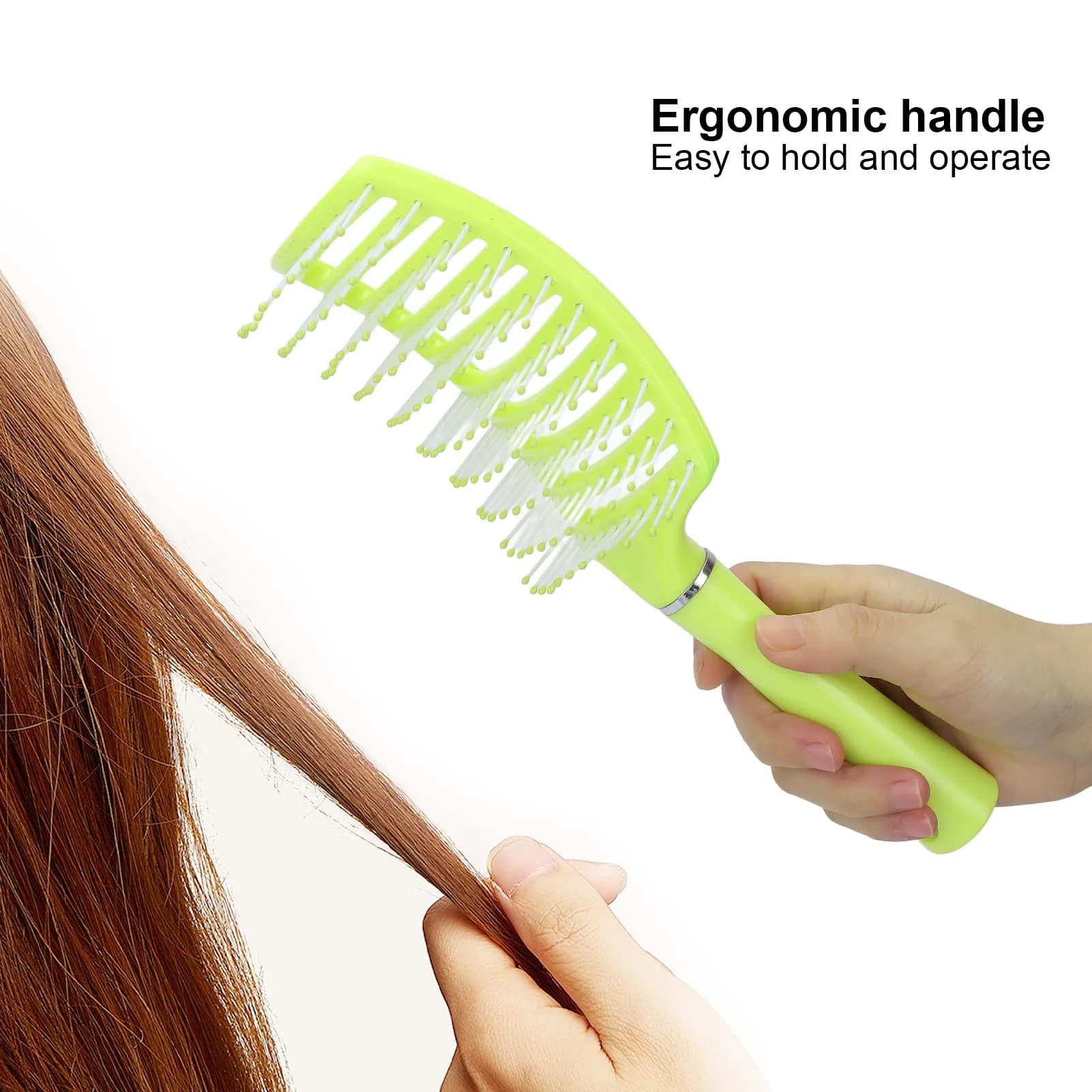 Yinhing Vented Paddle Hair Brush - Green | Detangling & Styling for Thick Straight Hair - view 6