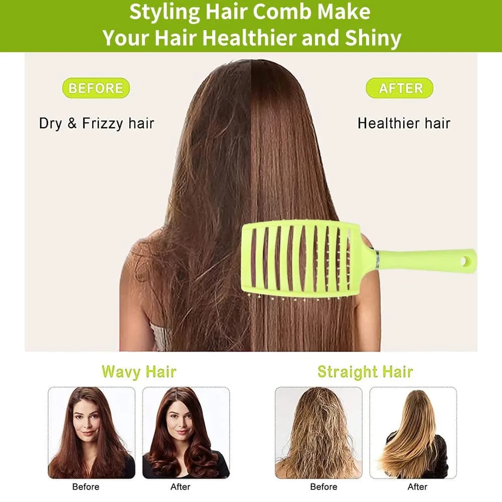 Yinhing Vented Paddle Hair Brush - Green | Detangling & Styling for Thick Straight Hair - view 2