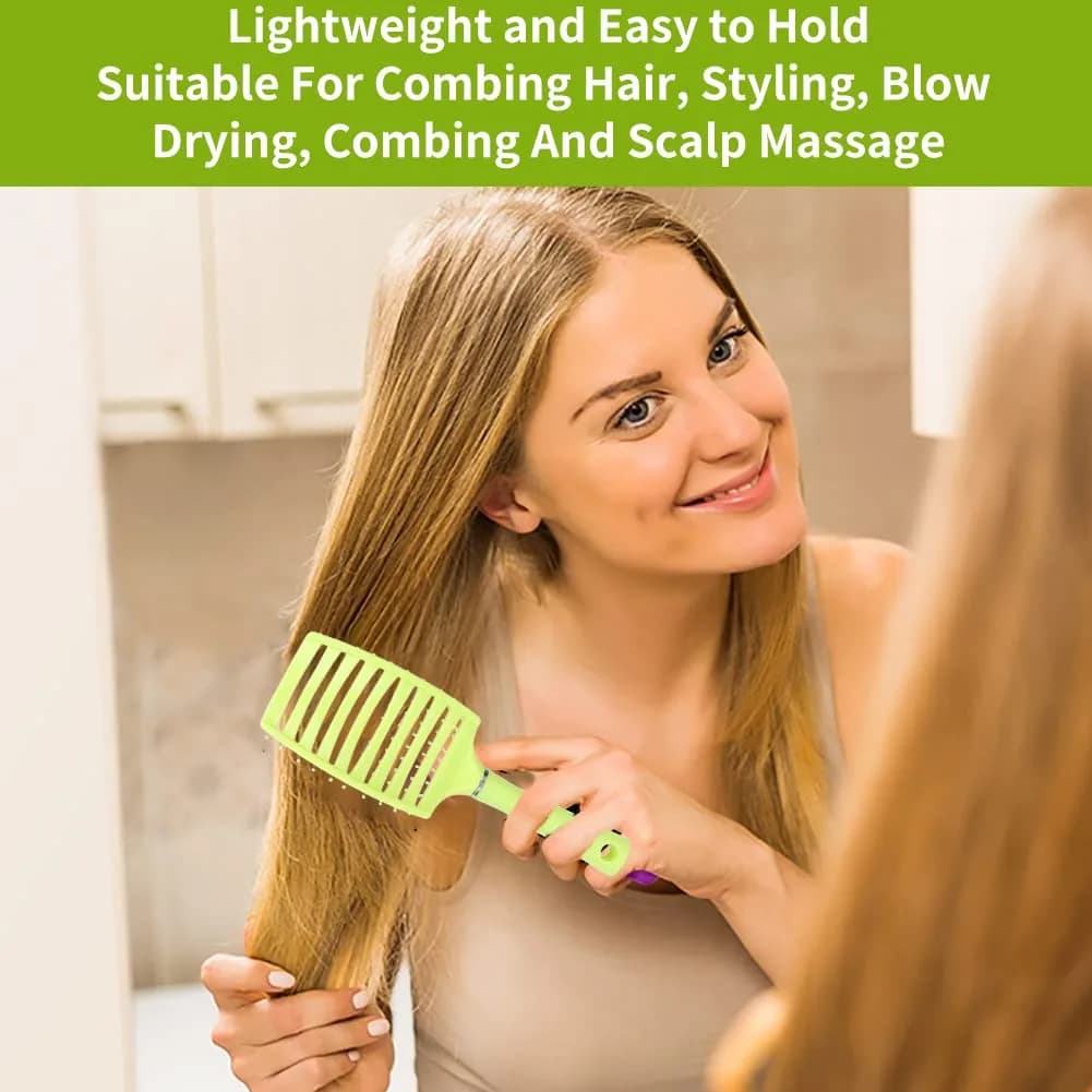 Yinhing Vented Paddle Hair Brush - Green | Detangling & Styling for Thick Straight Hair - view 3