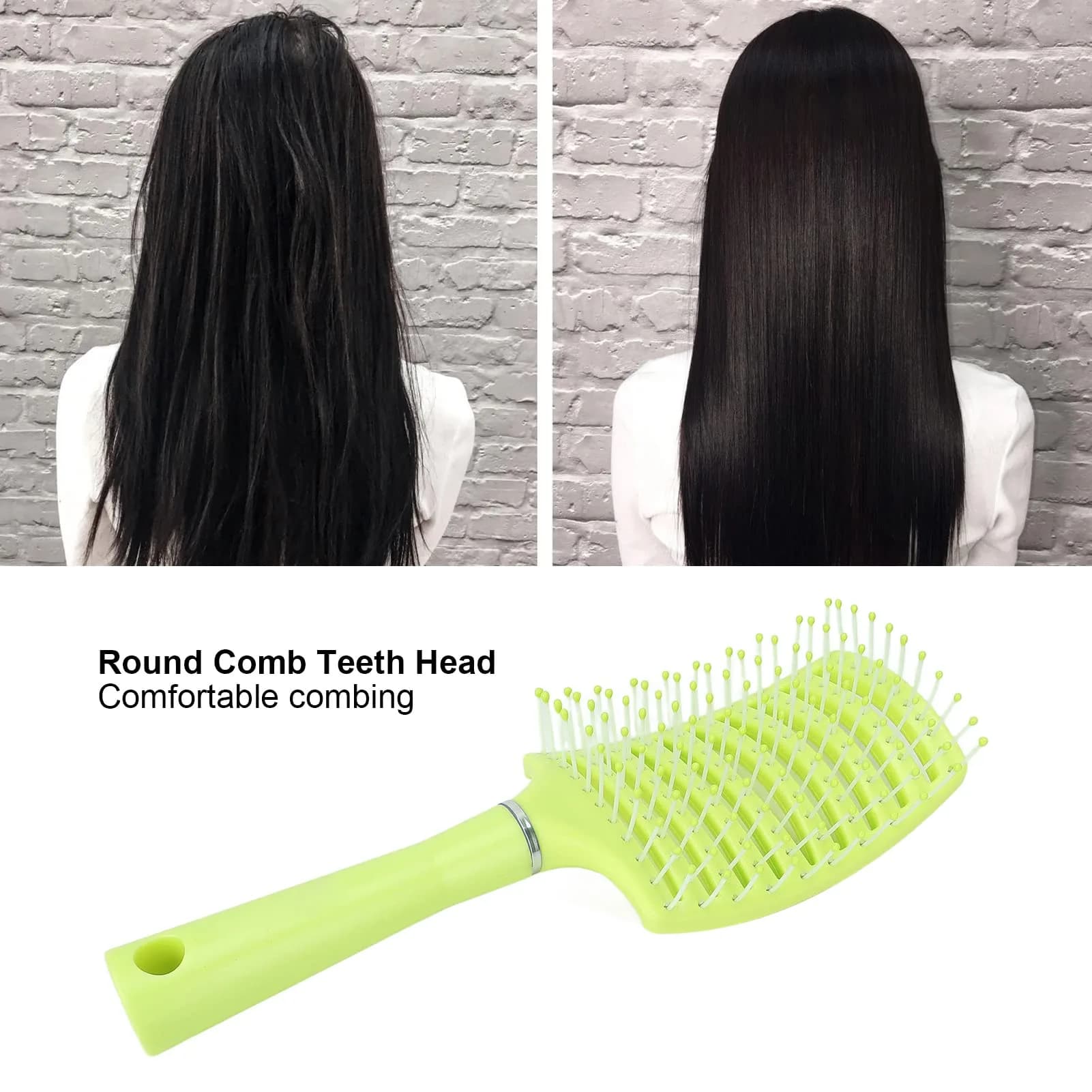 Yinhing Vented Paddle Hair Brush - Green | Detangling & Styling for Thick Straight Hair - view 4