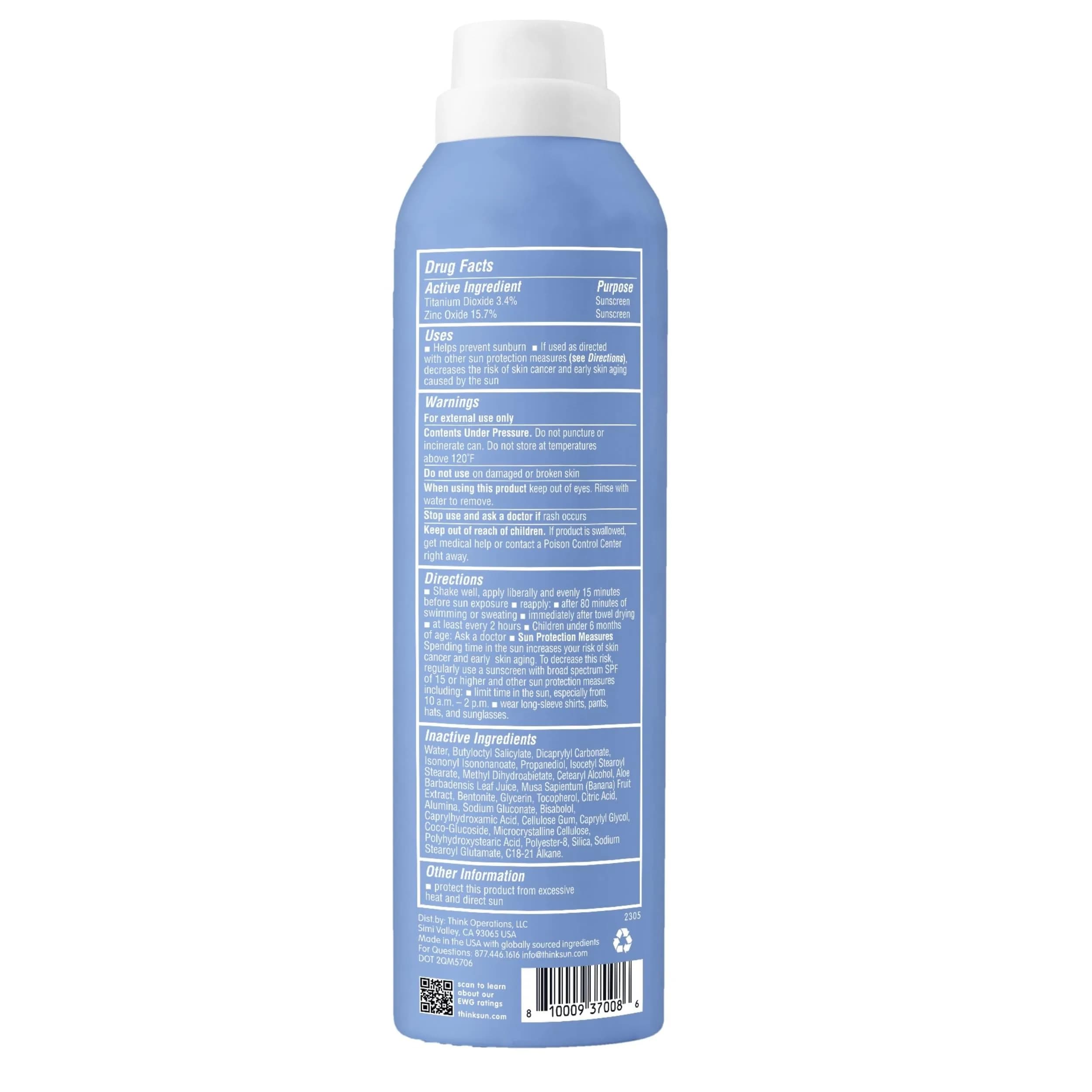 Thinksport Mineral Sunscreen Spray SPF 50+ 169.8ml (6 Fl Oz) | Reef-Safe, Water-Resistant - view 4