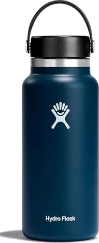 Hydro Flask Wide Mouth Water Bottle 32 Oz (946 ml) | Insulated Stainless Steel, Leakproof, Indigo Blue thumbnail 1