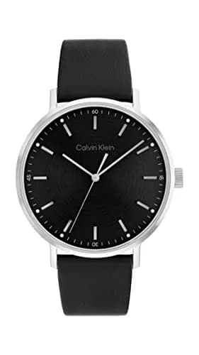 Calvin Klein Men's Quartz Watch 42mm | Black Leather Strap & Stainless Steel Case thumbnail 1