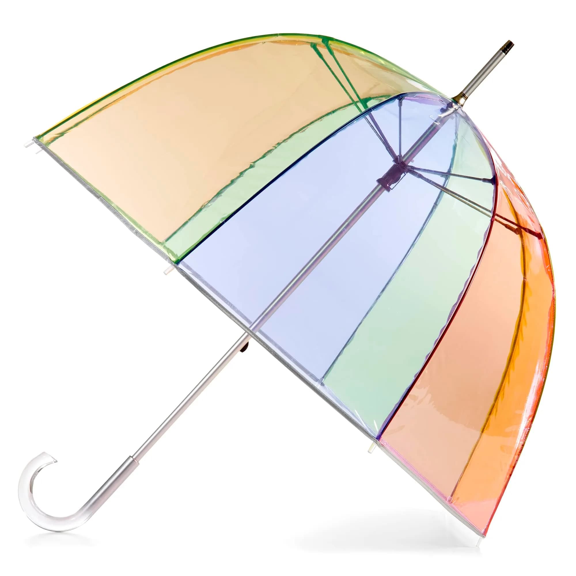 totes Signature Rainbow Clear Bubble Umbrella 51" | Windproof Auto Open Stick Umbrella for Travel & Events - main product image