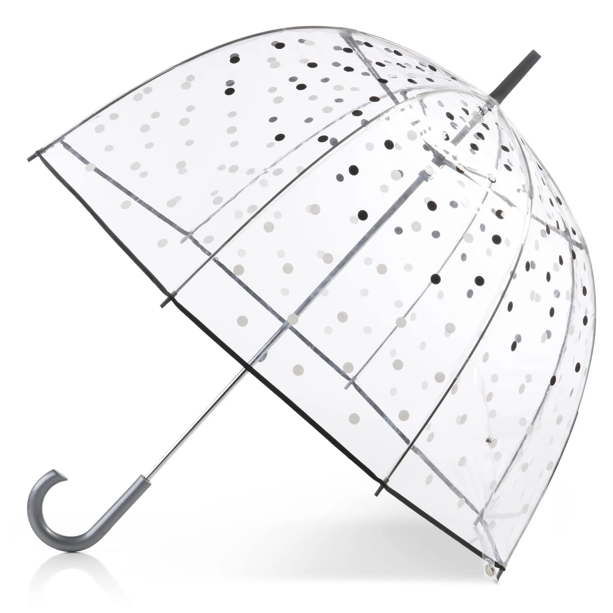 totes Signature White & Black Dots Clear Bubble Umbrella - 51" (130cm) | Windproof Auto Open Stick Umbrella - main product image