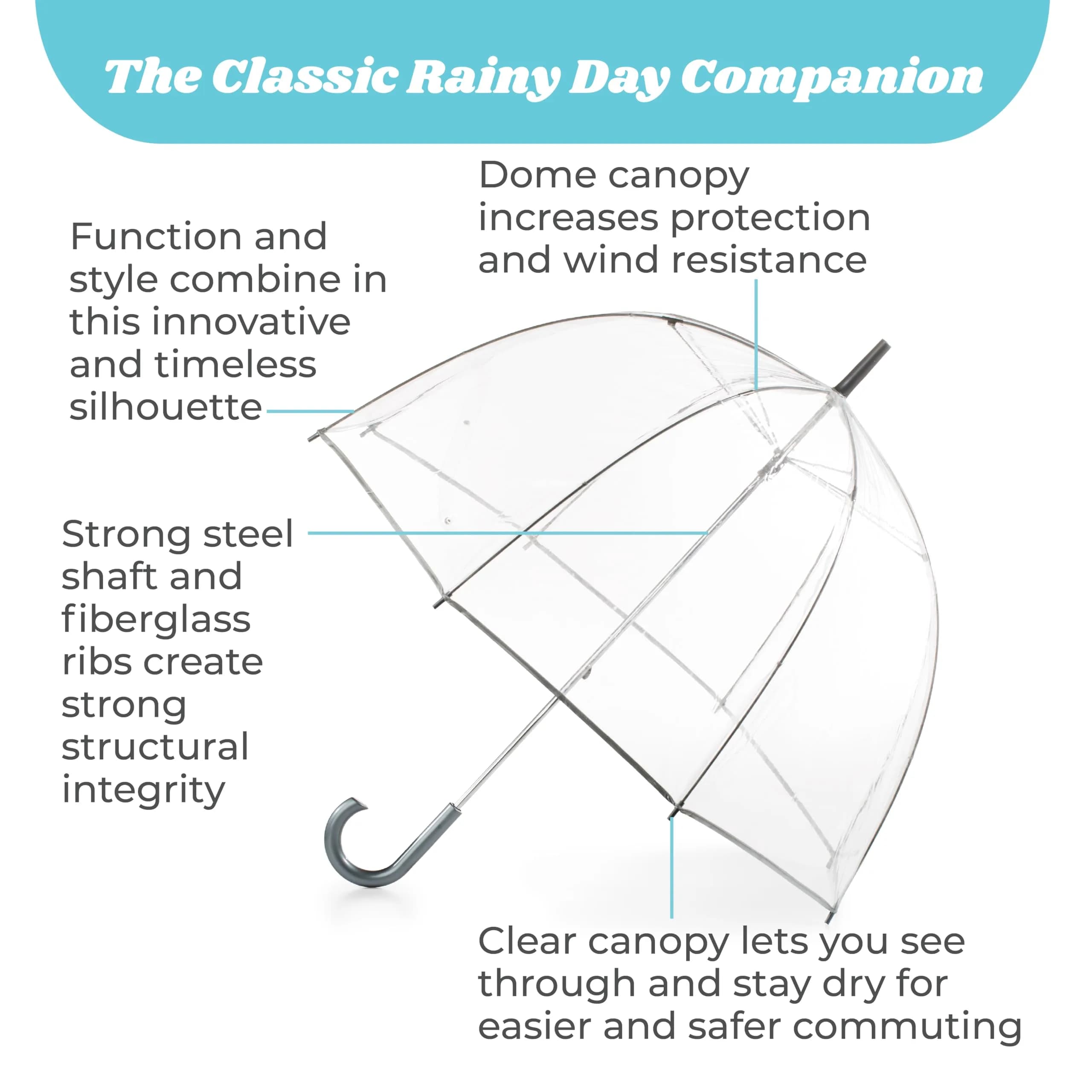 totes Signature White & Black Dots Clear Bubble Umbrella - 51" (130cm) | Windproof Auto Open Stick Umbrella - view 2