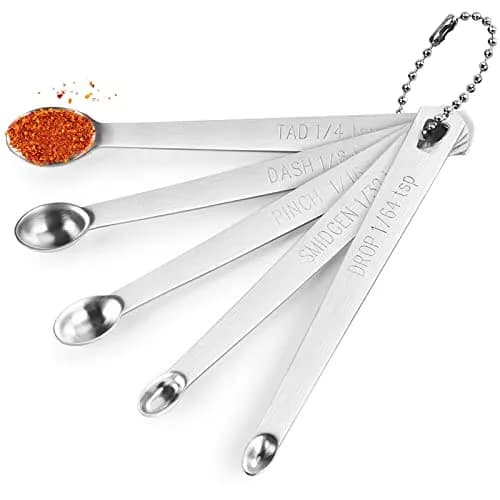 Esie Houzie Mini Measuring Spoons Set, Stainless Steel, 5 Pcs | Precise Tiny Amounts for Spices & Cosmetics thumbnail 1