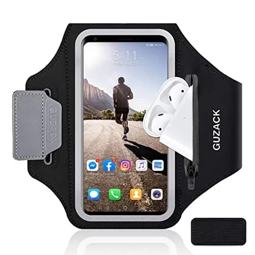 Guzack Running Armband with Zipper Pouch | Fits Phones Up to 6.9" | Sweatproof, Adjustable, Reflective thumbnail 1